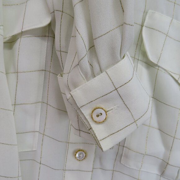 Liz Claiborne Shirt Womens Size 8 Vintage Gold Thread Long Sleeve Vintage Blouse - Picture 4 of 10